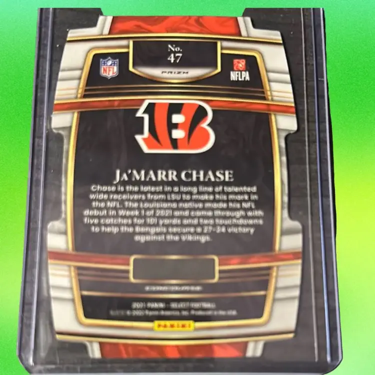2021 Panini Select Football JaMarr Chase Green/Yellow Die-Cut RC
