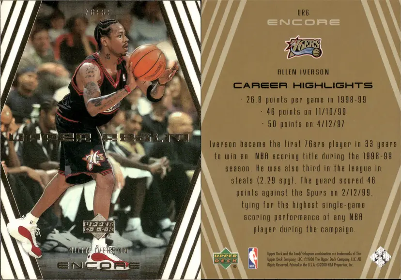 🏀 Allen Iverson 9-Card Lot HOF MVP 76ers Inserts Chrome Upper Deck C3107.