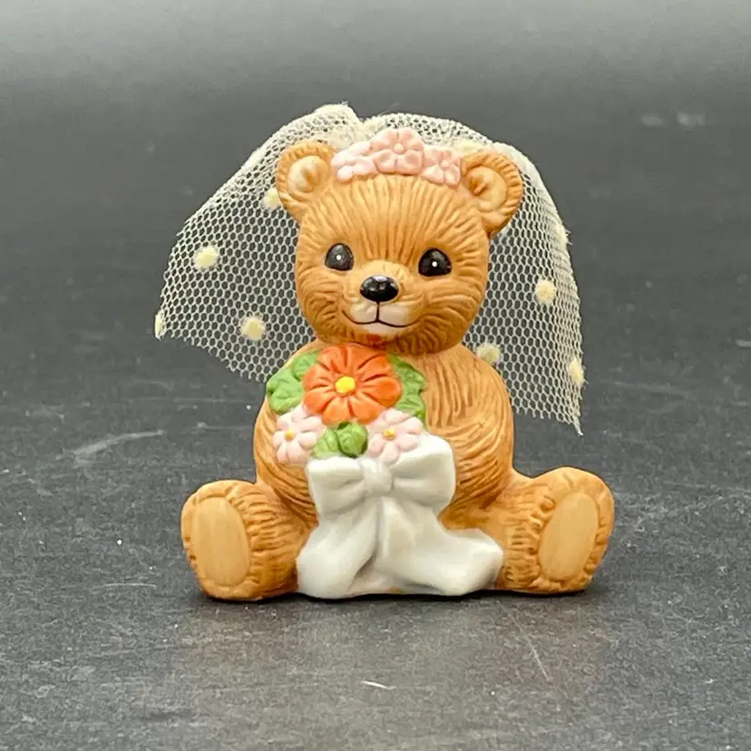 Homco #1413 June Bear of the Month Figurine Bride Wedding VTG Miniature