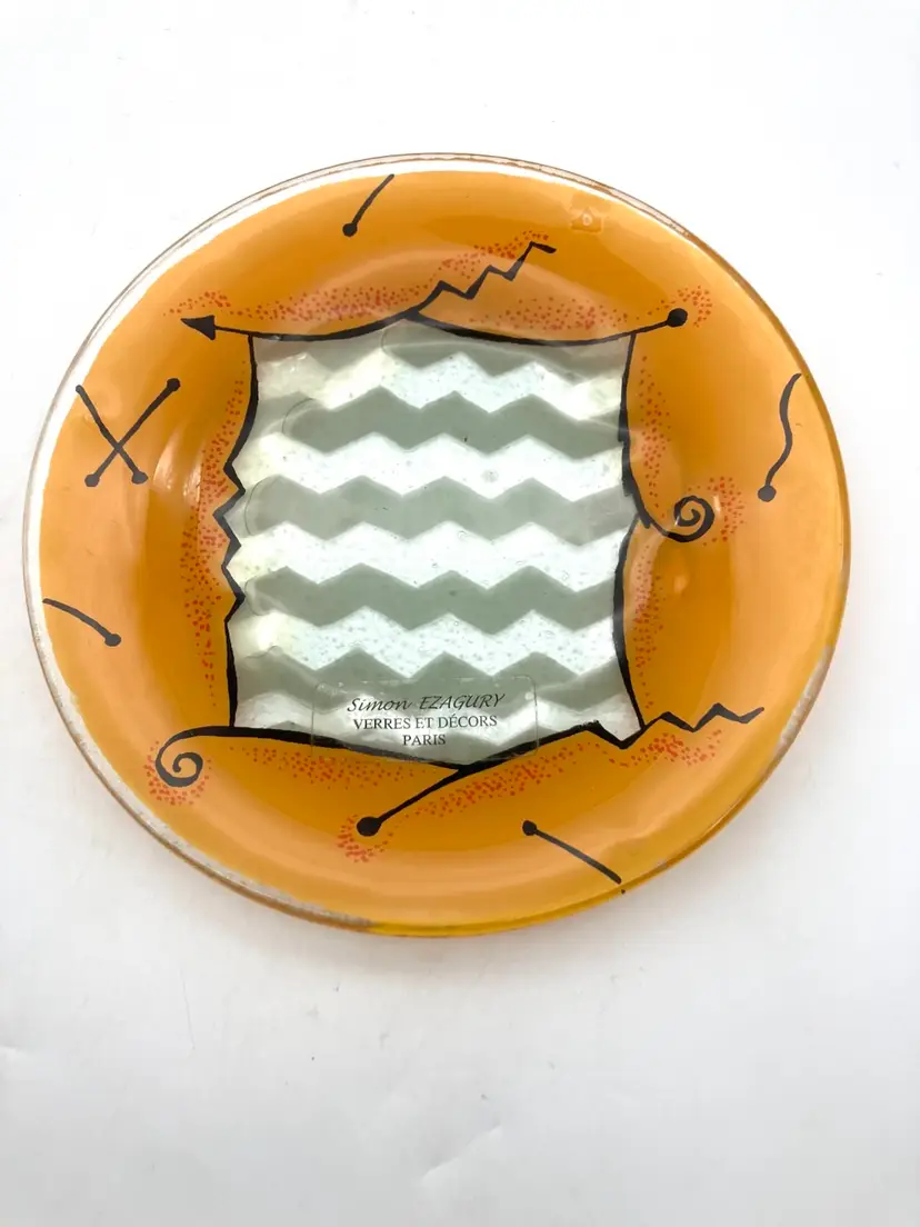 BIN - Simon Ezagury Paris Fused Glass Decorative Plate 7.25”