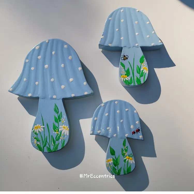 Vtg wooden Mushroom wall decor cottagecore hand made