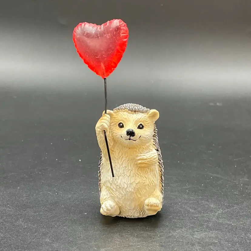 Hedgehog with Red Heart Shaped Balloon Resin Figurine Valentine's Day