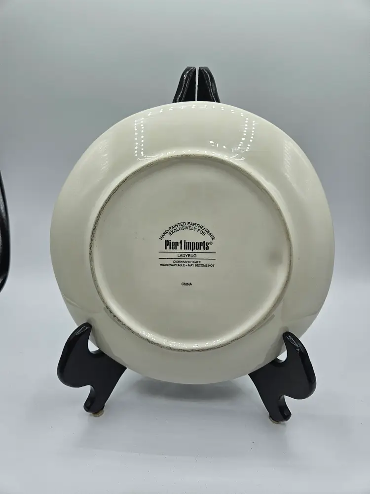 Pier 1 LADYBUG Earthenware 8.25" Plate, Garden Handpainted
