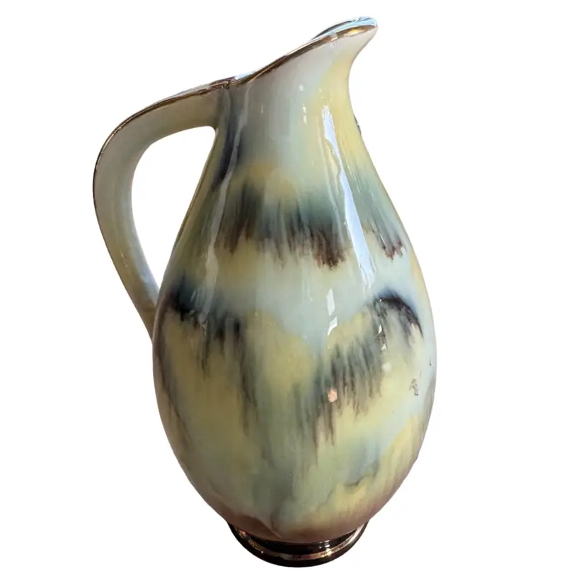VASE Creamer PitcherBAY KERAMIK GERMANY NUMBER 200/14 DÉCOR IN SHADES OF BROWN AND GREEN