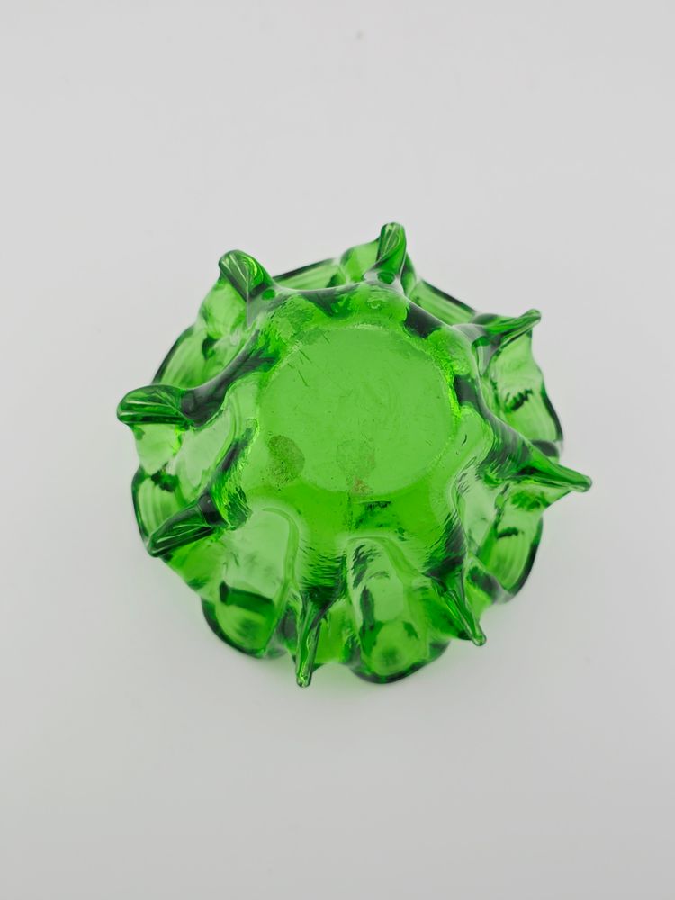 Green Art Glass Fingered Bowl