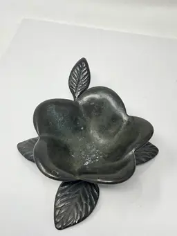Open Flower Metal Bowl with Leaf Stand