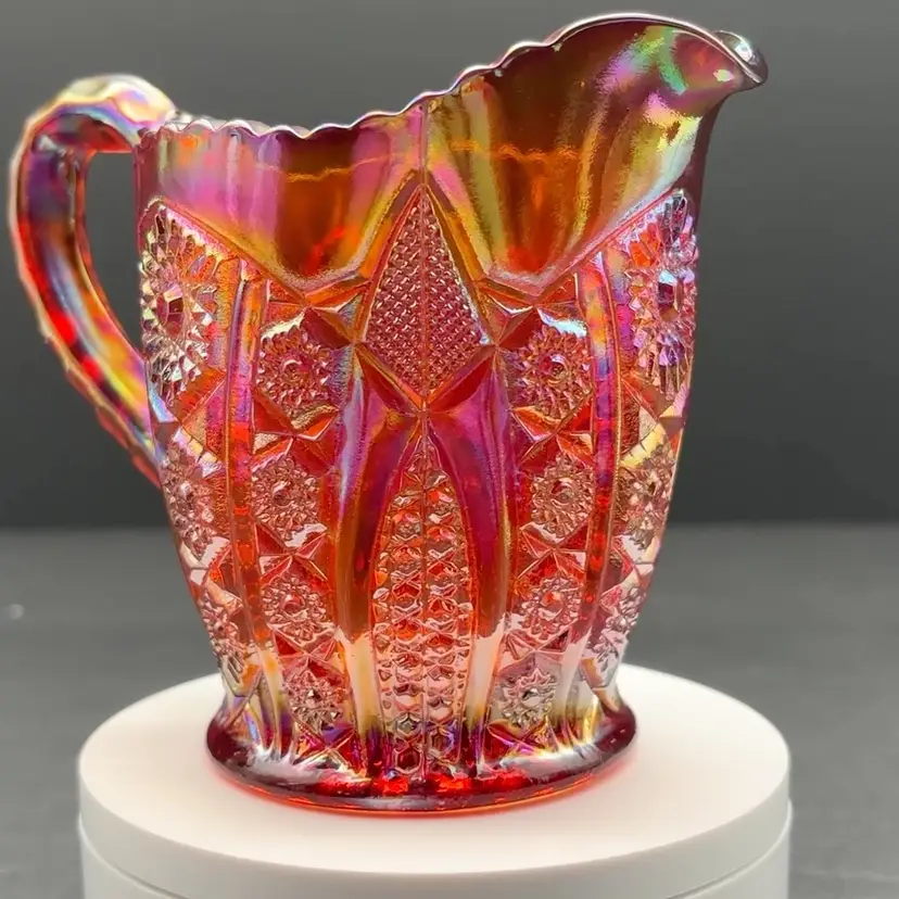 Indiana Glass Heirloom Sunset Red (Amberina) Creamer & Sugar Set | Vintage 1970s *GLOWS*
