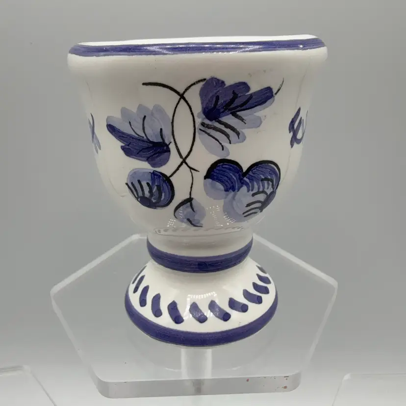 Pottery Hand Painted Egg Or Marble Holder Paperweight Riser Toledo Spain