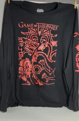 Game of Thrones Black long sleeve shirt with Red Dragon XL
