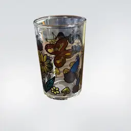 #01 - Small Glass With Butterfly And Flowers