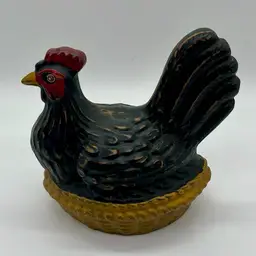 Vtg. Hen on Nest Dark Brown 4.75”