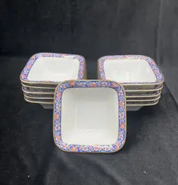 LAST CHANCE BEFORE DONATED - SET 11 Maschendorf Bavaria Germany Nouveau Bohemian Dipping Dessert Square Bowls