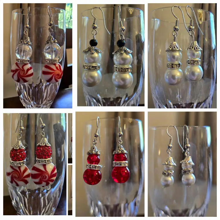 Holiday Candy Or Snowman Earrings