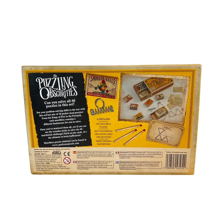 PUZZLE GAMES
BRAINTEASERS
By Professor Puzzle 2020
Match Box Style Packaging Great Graphics 
Party Conversation Starter


Holiday Hosting 

Christmas Holiday Party 
Celebration Winter Gift
Thanksgiving Harvest Autumn Party Celebration Gift Birthday
Man Cave Barware Party Fun 
Conversation Starter