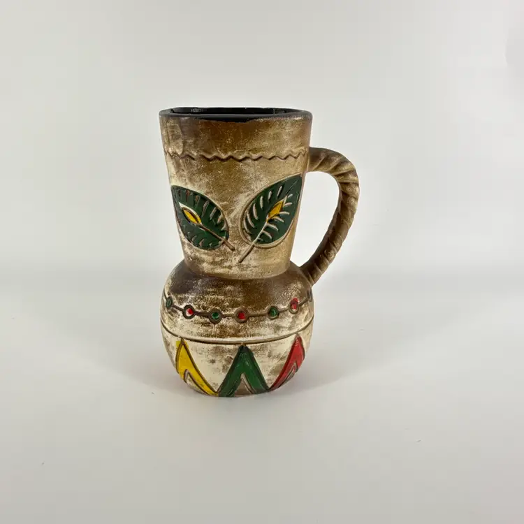 Vtg Native American 6.25" Chalkware Pitcher Hand Painted