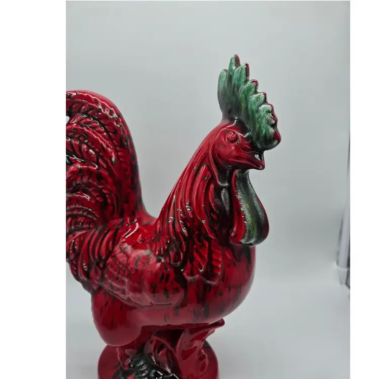 Royal Haeger USA Pottery Red Green Speckled Glazed Rooster 12"