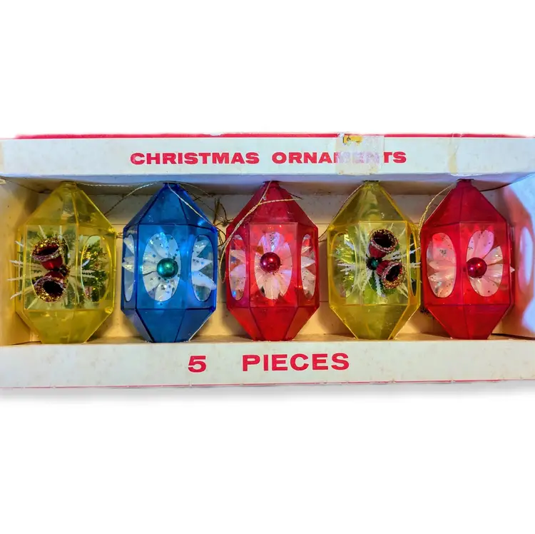 Jewelbrite Diorama Decor Durable Christmas Ornaments USA 5pcs Vintage