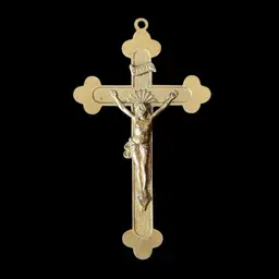 Brass Crucifix INRI Jesus on Cross Wall Hanging Pendant VTG Holy Religious 3D