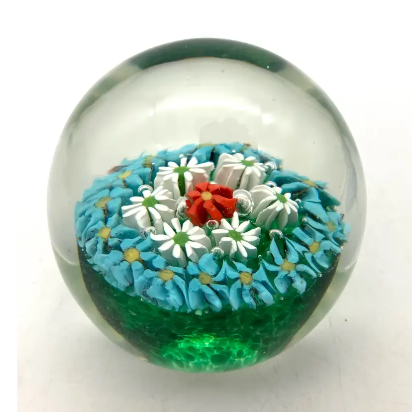 07 - Vintage Murano Floral Paperweight.