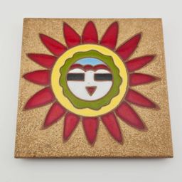 Vintage Sun Red Clay Art Tile