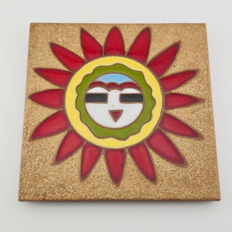 Vintage Sun Red Clay Art Tile