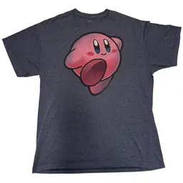 Nintendo Pink Jumping Kirby Graphic Print 2012 Men’s Gray T-Shirt - Large