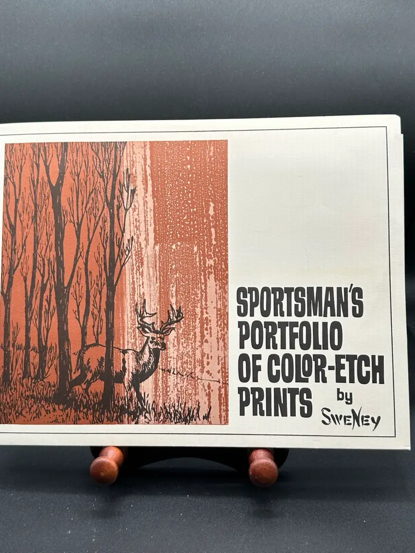 Vintage Sportsman's Portfolio The Trophy Room Fred Sweney  4 Color-Etch Prints