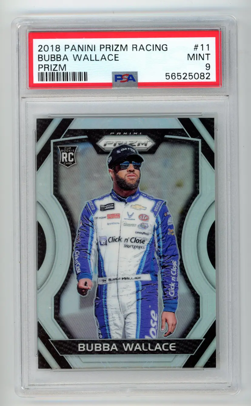 2018 Panini Prizm Racing BUBBA WALLACE RC Rookie Prizm #11 NASCAR PSA 9 MINT