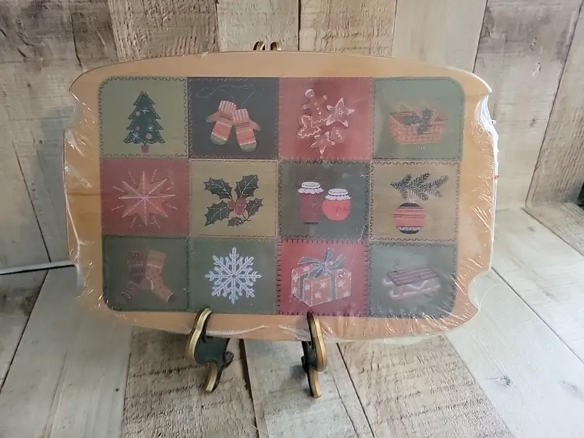 NEW Longaberger Lid Patchwork 2002 50119 Christmas Traditions Basket Woodcrafts