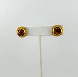 Vintage Gold Tone Hertiage Museum Replica Pierced Earrings .5”