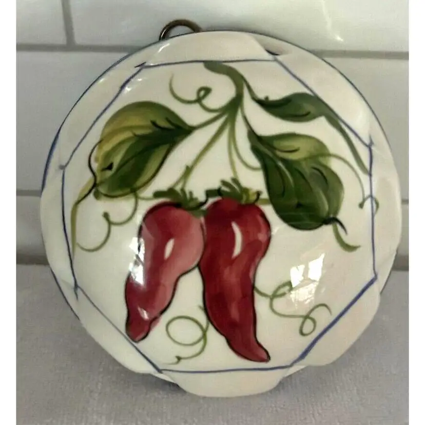 Bassano Ceramiche ABC Wall Hanging Pottery Mold~Red Peppers~Handcrafted Italy