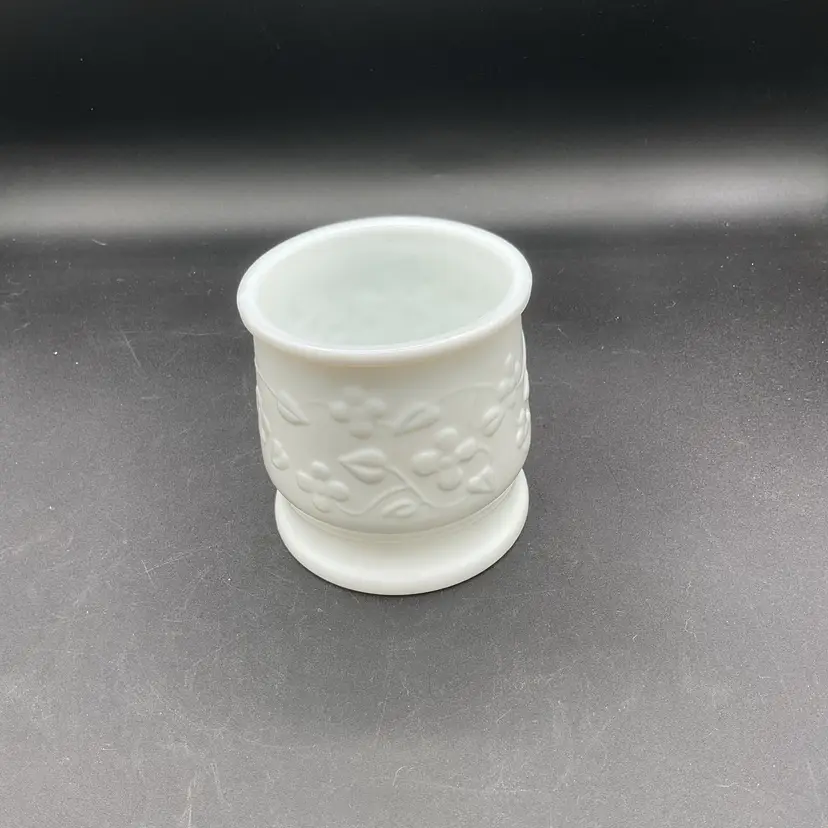 Vintage planter - milk glass footed flowers