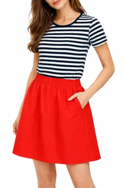 J. Crew 2 Red City Mini Ruffle Wool Stretch Paper Bag Elastic Waist Skirt 90289