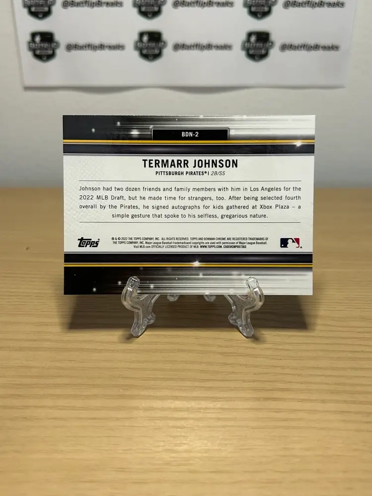 Termarr Johnson 2022 Bowman Draft Night Insert #BDN-2 Pittsburgh Pirates