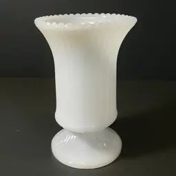 #01 Ribbed Milk Glass Vase by E O Brody from Cleveland Ohio M4000-13