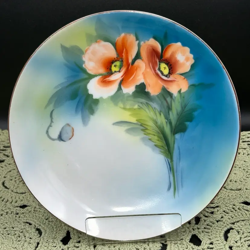 Vintage Hand Painted Chikarama China Plate- Poppies