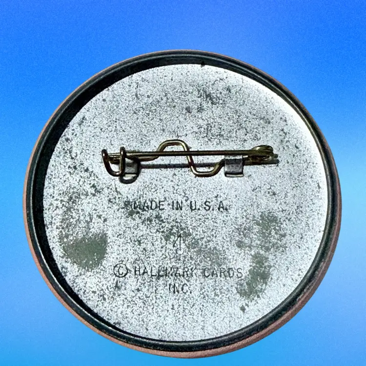 Vintage Signed Hallmark Love Is All We Need Betsey Clark Fabric Button (1973)