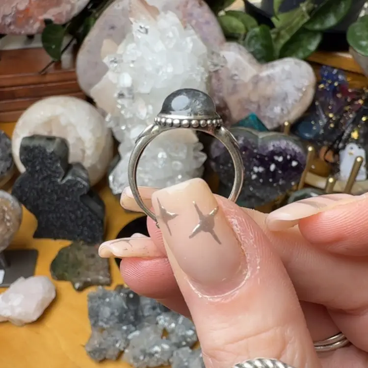 Labradorite Ring Adjustable 925 7.5-9.5 30c