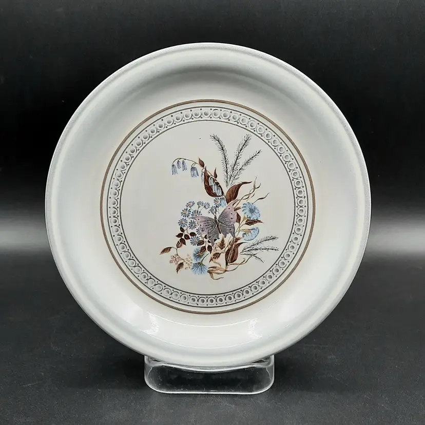 Vintage Denby England Lorraine Bread Plate Butterfly Floral Pattern