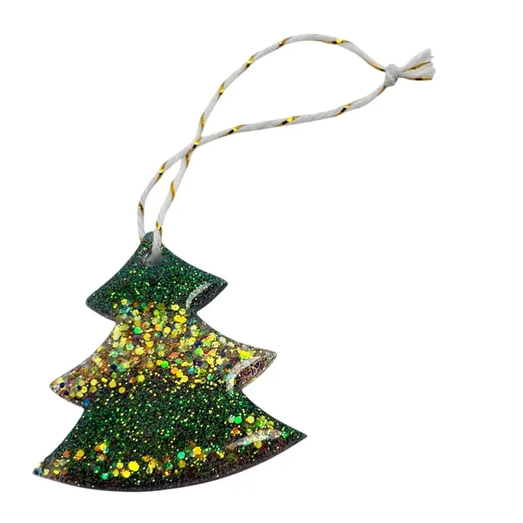 Handmade 1-3/4” Gold And Green Glitter Christmas Tree 🎄 Ornament. Handmade by me 🫶.