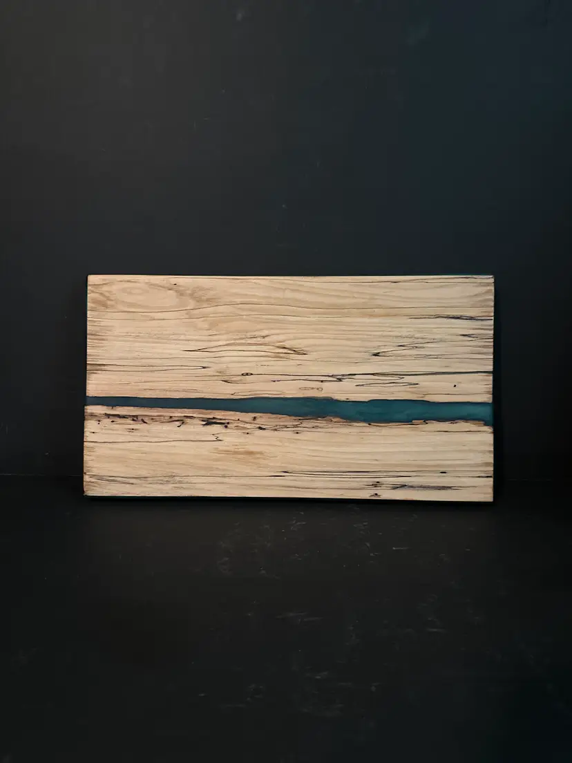 Maple and Green-Green Epoxy Cutting Board