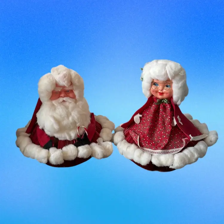 Kitschy Santa & Mrs. Clause Claus Hand Made Fan Fold Newspaper Figurine Doll Decorations