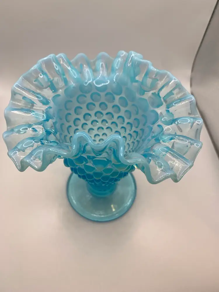 Fenton Aqua Blue Hobnail Opalescent Vase
