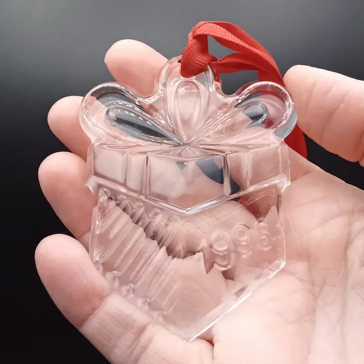 Waterford Crystal Ornament 1996 Christmas Package Gift Present Bow No Box