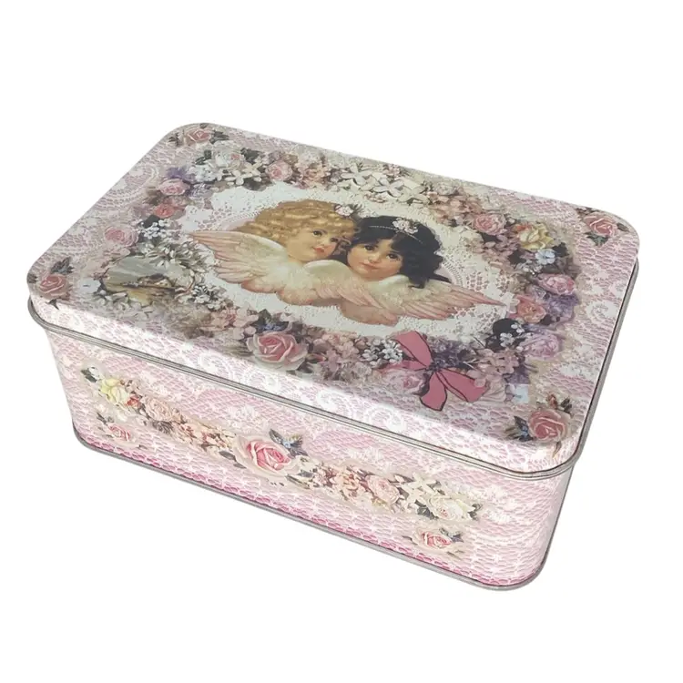 Victorian Angel Cherub Greeting Card Set with Envelopes in Decorative Tin Vintage Romantic Stationery