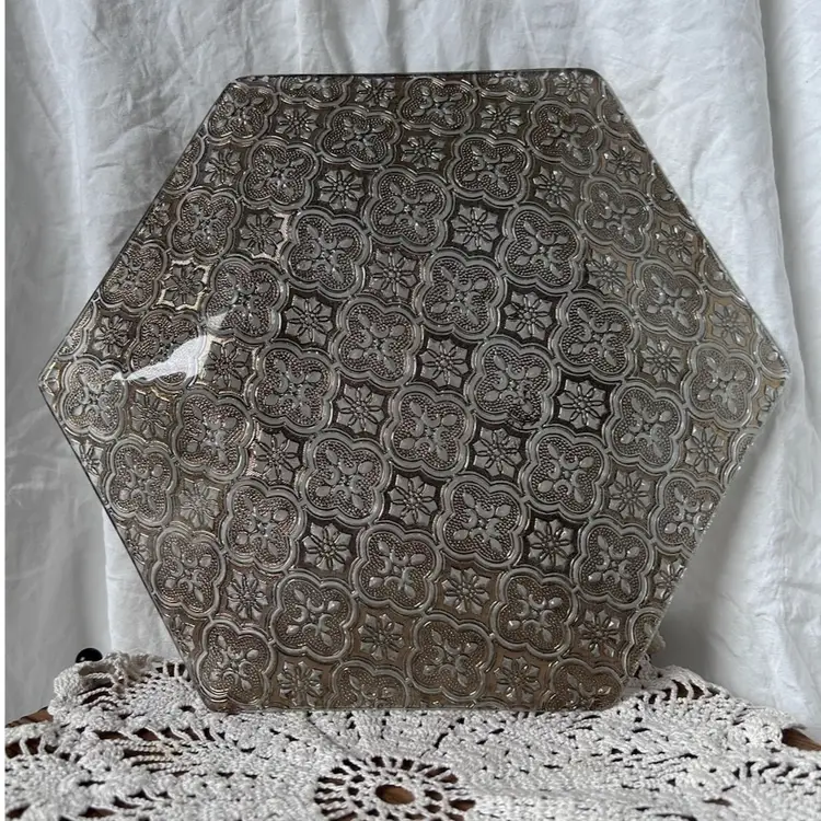 VINTAGE GEORGES BRIARD IBERIA GLASS TRAY 22K GOLD OVERLAY MCM