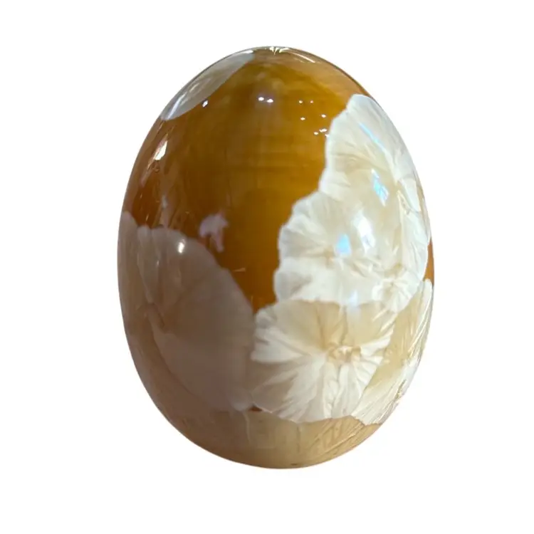 Vintage Yellow Duly Mitchell Crystalline Glaze Porcelain Egg 3 Inches