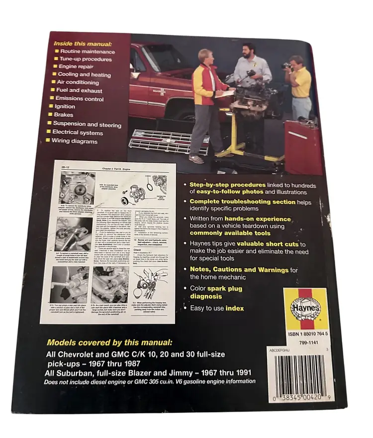 Vtg Haynes Repair Manual Chevrolet & GMC Pickups 1967-1987 GC