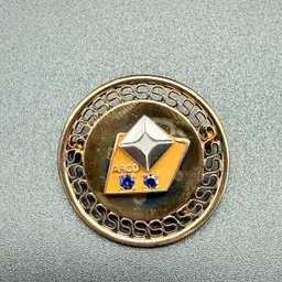 Vintage ARCO Service Pin Brooch 2 Sapphires? 1/20 12k GF Oil Corporation 60s