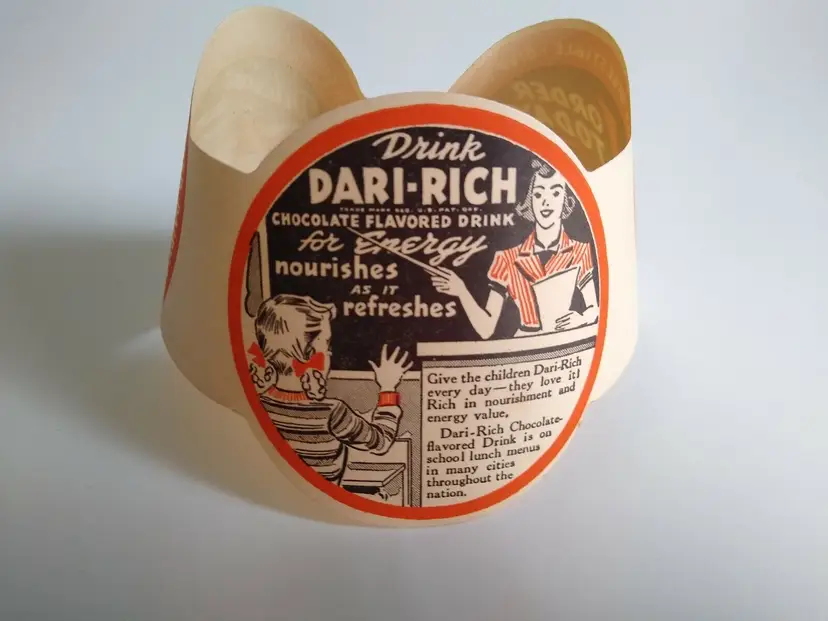 Dari-Rich Chocolate Milk Bottle Collar Vintage NOS Teacher and Student Graphics
